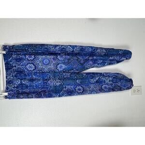 Elie Tahari Heather Balloon Pant w/Bora Bora Multi Blue Print  Size S NWT